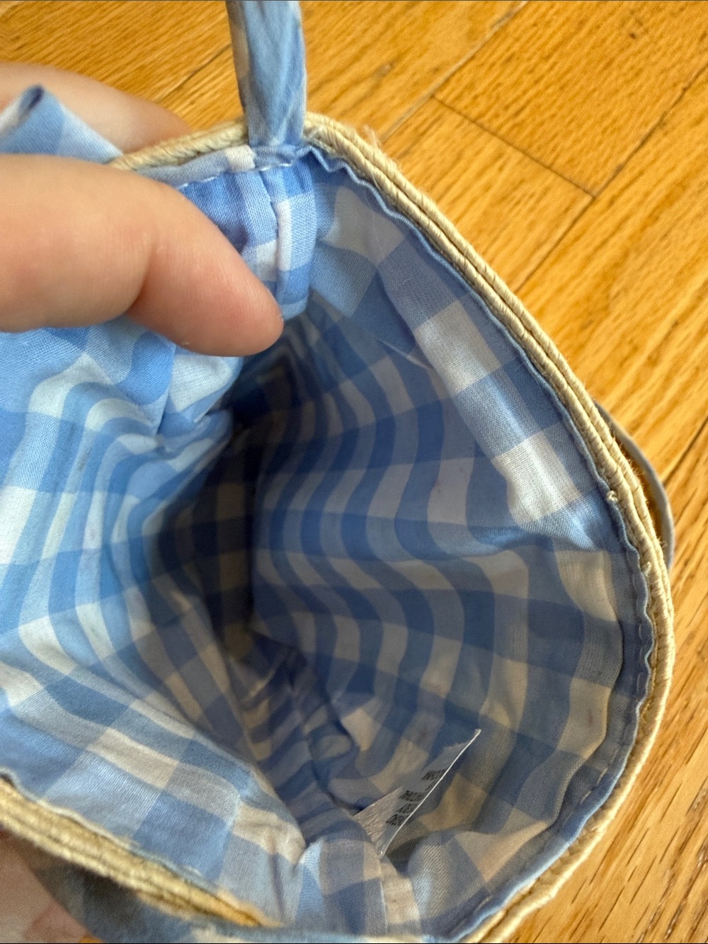 Kids Straw Crossbody Bag with Blue Bow - Picture 3 of 3